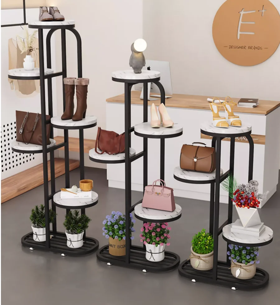 Clothing store window display rack floor bag hat special display rack women's decorative flower shelf shelf