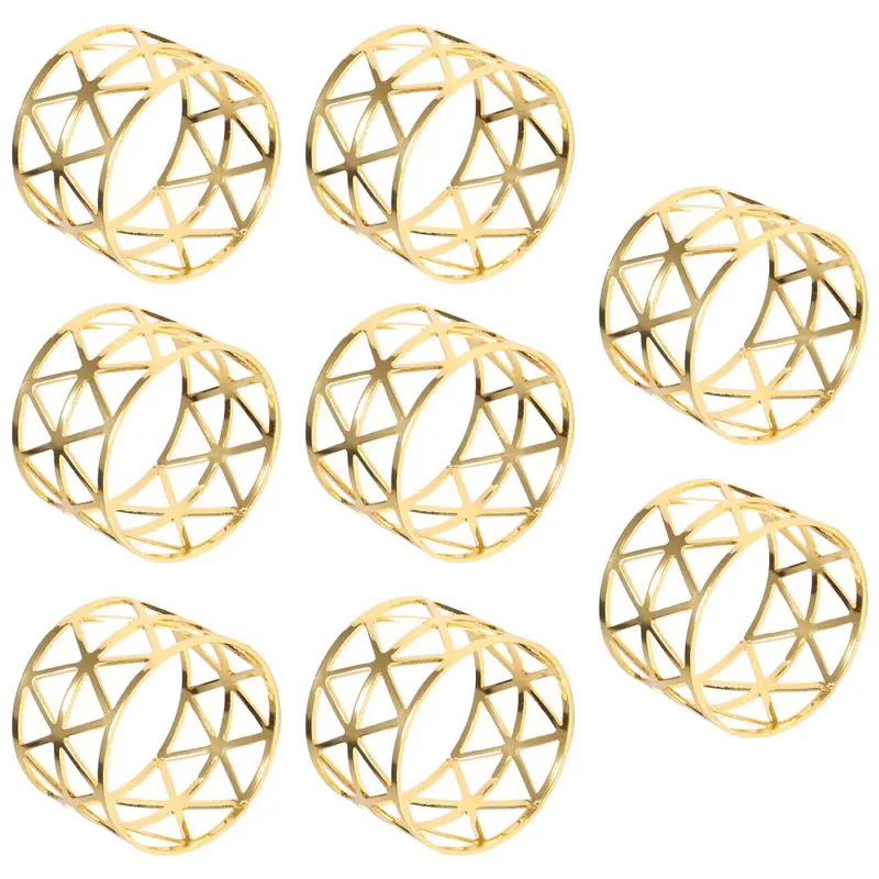 AEA9-8 Pcs Of Round Mesh Napkin Ring Holder, Table Set Suitable For Casual Or Formal Occasions And Wedding Parties