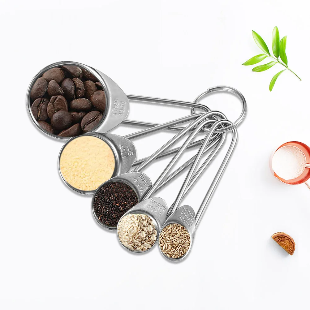 

5pcs Stainless Steel Measuring Spoons Set Nested Stackable Baking Cooking Teaspoons Tablespoons Rust Free Engraved