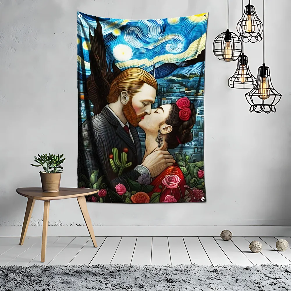 Art F-Frida K-Kahlo Flag Polyester Digital Printing Banner for Van Gogh Garage Wall Art Out Door Decoration With Brass Grommets