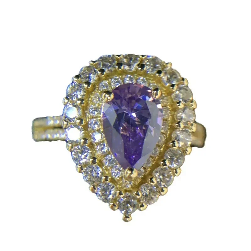 MDL مويسانيتي 1 نمط سميك PT950 البلاتين قطرة سيترين خاتم قيراط خاتم الماس