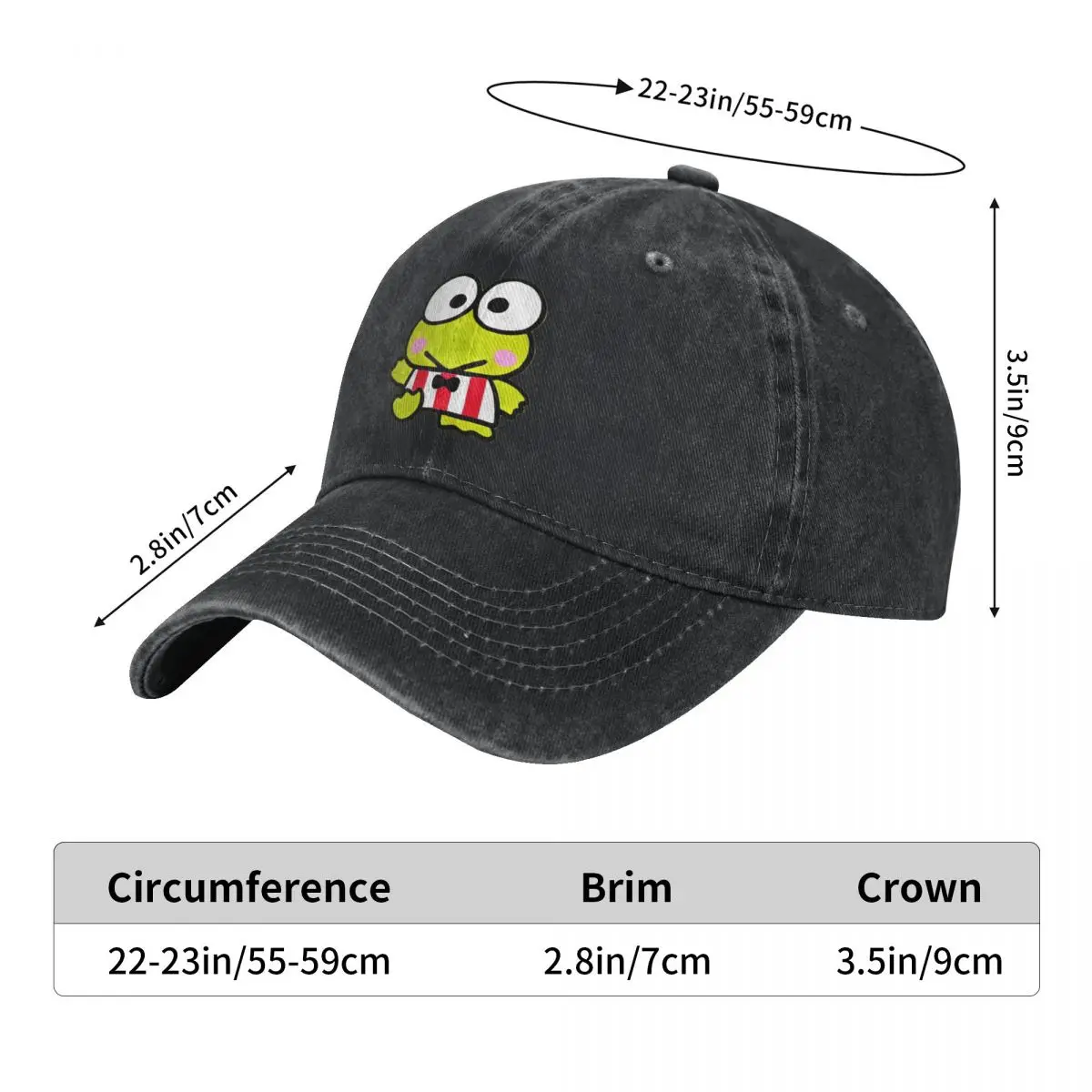 Keroppi = Baseball Cap Casual Unisex Teens Hip Hop Dad Hats Sun protection Outdoor Sun Snapback Cap Gift