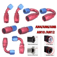 2 uds Universal negro AN4 AN6 AN8 AN10 recto 45 90 180 grados aceite combustible giratorio manguera extremo montaje aceite manguera extremo adaptador Kit