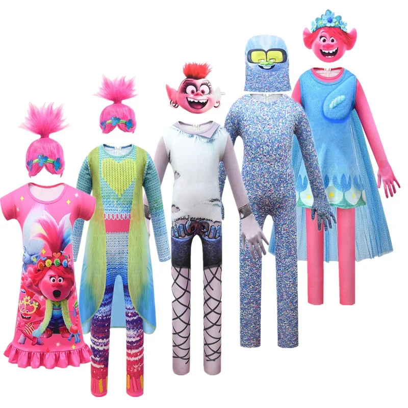 Kids boy costumes girls dresses trolls poppy costume dress for girls Halloween costumes for kids Carnaval costume fancy dress