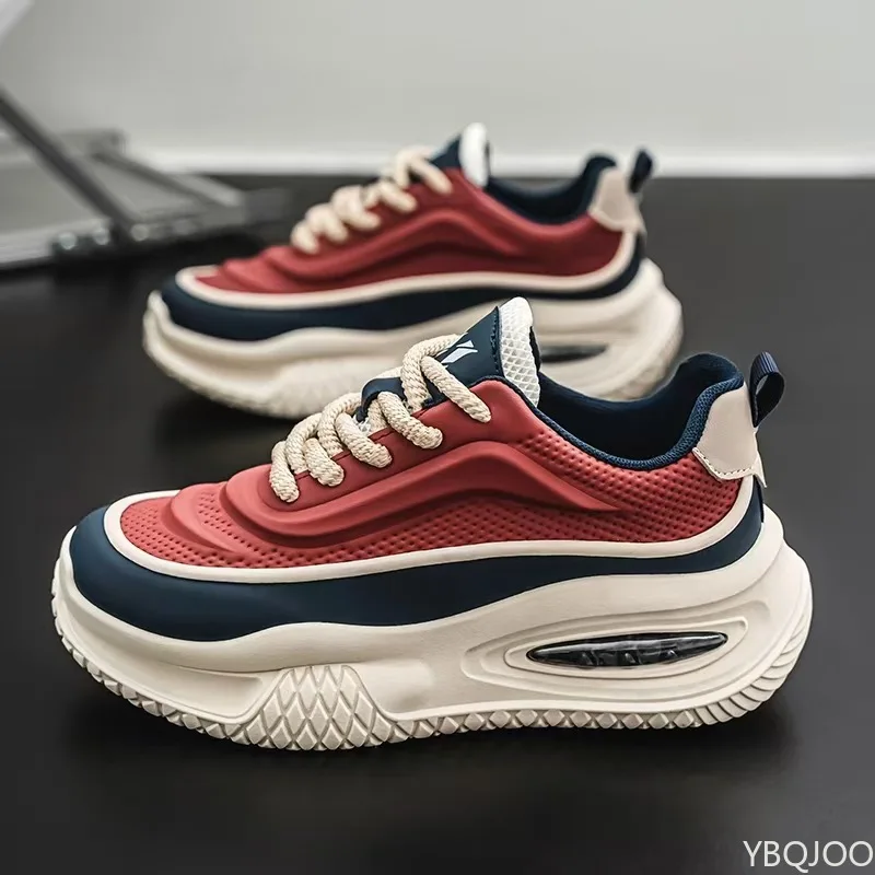 autumn spring thick soled height increasing shoes versatile color blocking personalized casual simple comfortable men's shoes