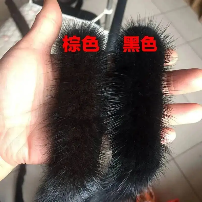 Mink Fur Trim Sewing Accessories Lace Mink Tail Fur Trim Fluffy Trimming Fabric Coat Hood Shawl DIY Sewing Costume Decoration