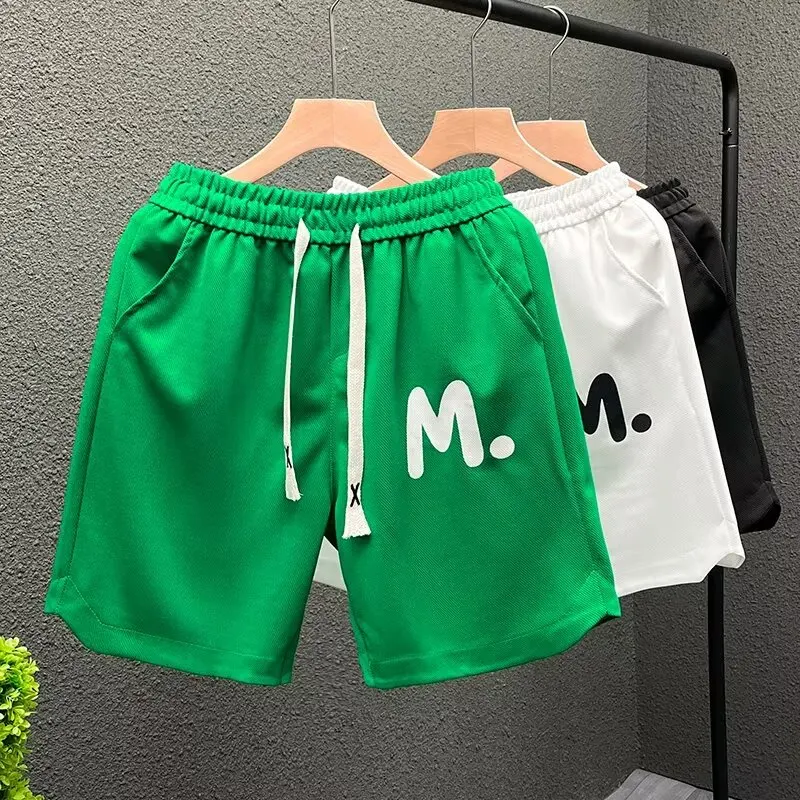 Hip Hop Men\'s Shorts Summer American Fashion White Short Pants Harajuku High Street Men\'s Clothing Casual Shorts Streetwear 2024