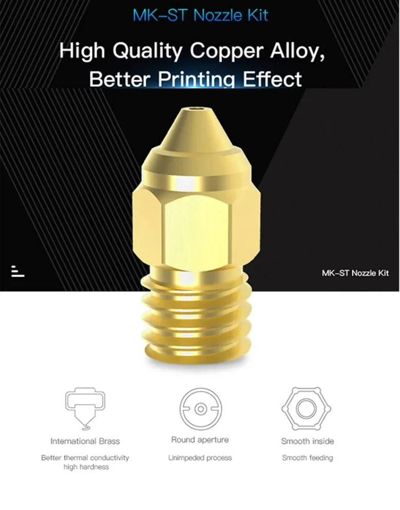 Creality 5 unids/set 0,2/0,4/0,6/0,8/1,0mm boquillas de latón extrusora Hotend para CR-6 SE/Ender-3 Series/Ender 5 piezas de impresora 3D