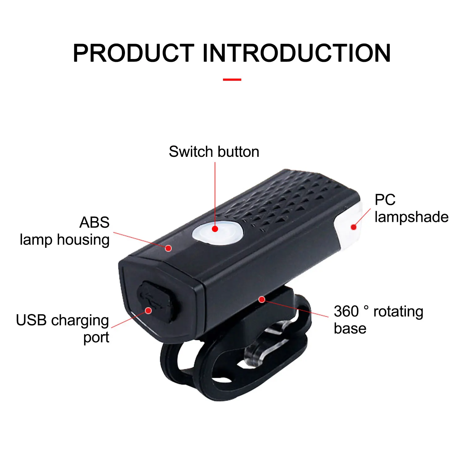 Bike Light Set Front Light with Taillight USB Rechargeable Easy to Install 3 Modes Bicycle Accessories for the Bicycle Road MTB