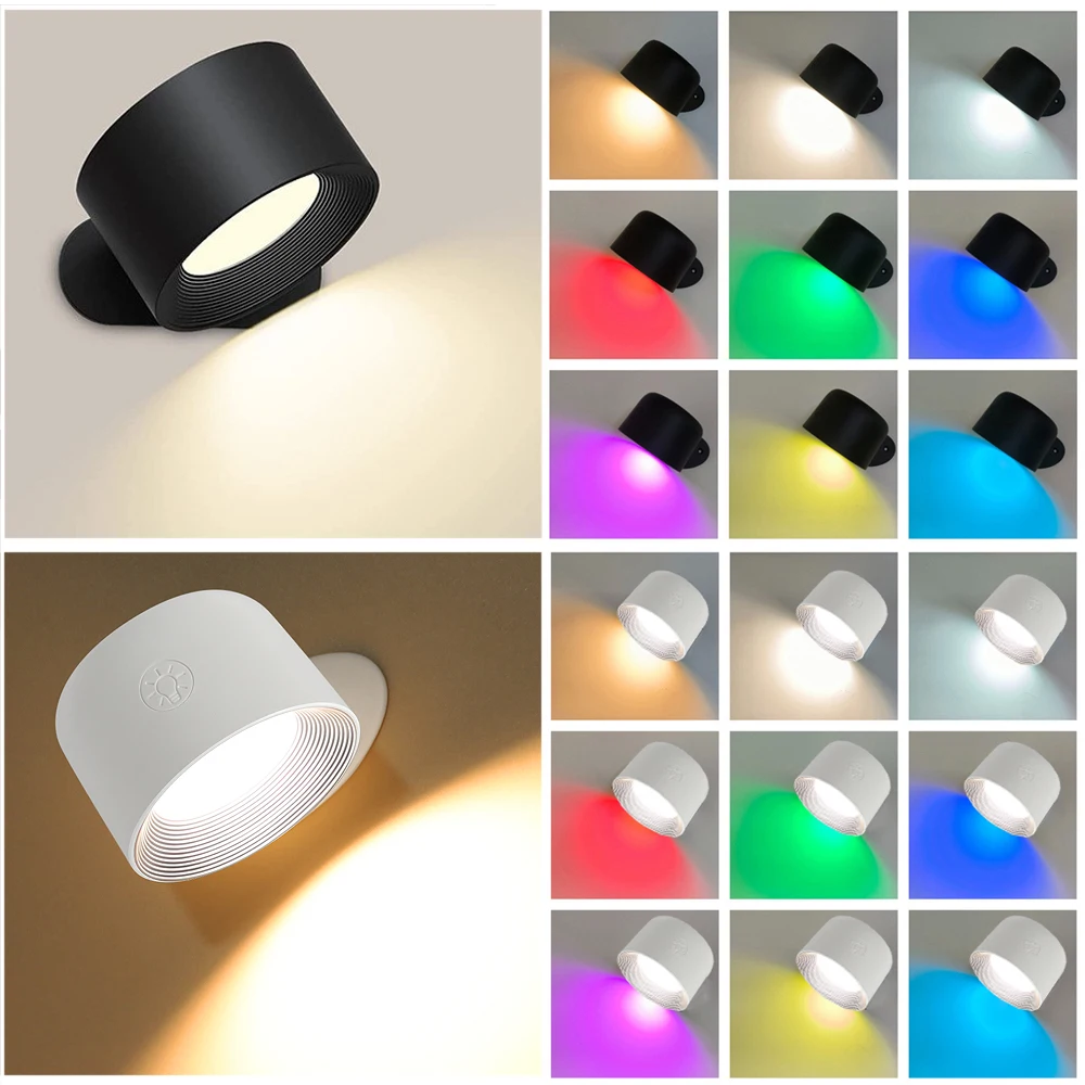 

17 Models Remote Control Wall Light Touch Night Light 360 Degree Rotation Bedroom Bedside Light RGB Color Change Dimmable