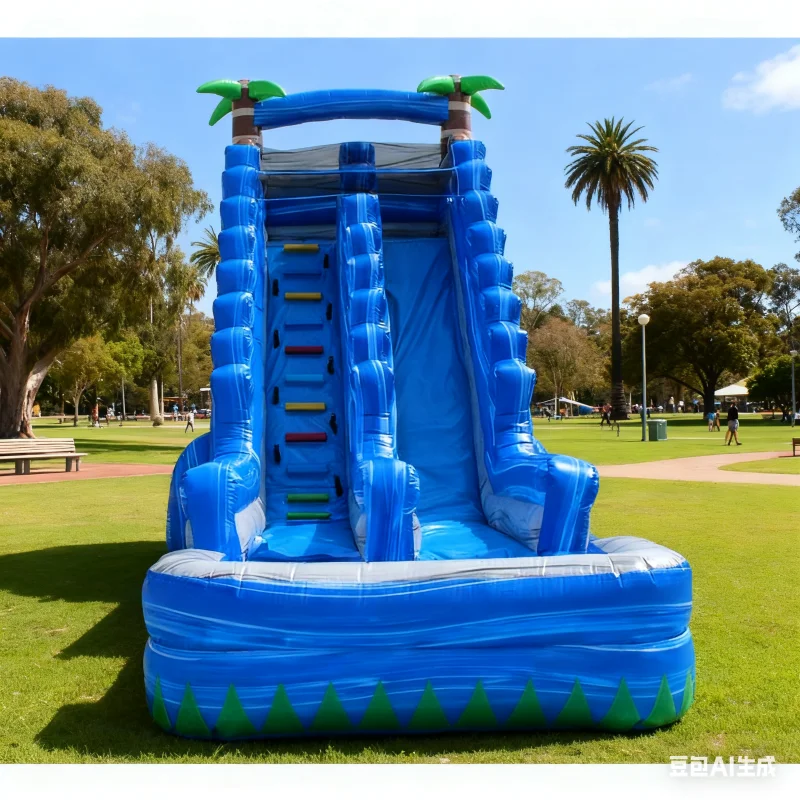 شريحة تجارية مع ألعاب نطاطة عملاقة لحمام السباحة هدية عيد ميلاد للأطفال منزلق مائي مزدوج قابل للنفخ مع منفاخ