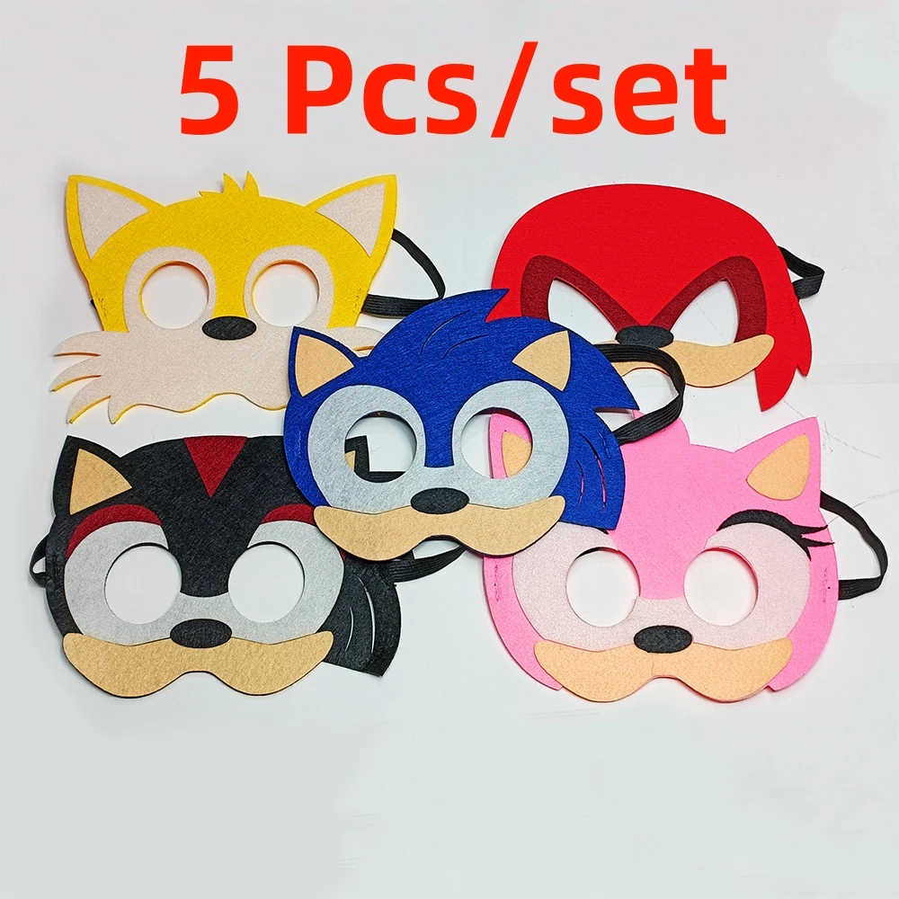 5 Pcs/Set Sonic the Hedgehog Halloween Masks Cosplay Mask Gift Christmas Birthday Party Dress Up Costume Mask For Kids Children