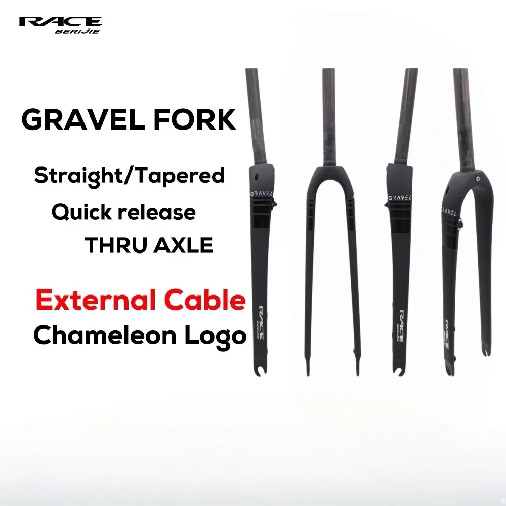 

RACE T1000 Full Carbon Gravel Front Fork,External Cable,Straight/Tapered Tube,Max Tire 700C x 45C,Thru Axle 12x100mm Or QR,Disc
