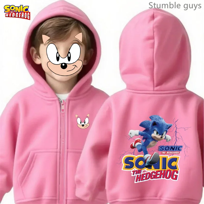 سونيك كيدز أنيمي الرمز البريدي هوديي ربيع الخريف ملابس الأولاد الفتيات ملابس رياضية ملابس يومية غير رسمية #1