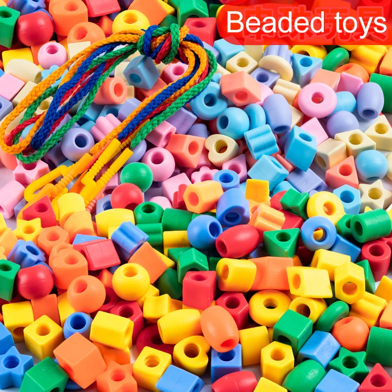 Beads Toys Plastic Children Handmade DIY Puzzle Early Education Toy Rope Threading Games Kids Self Made Bracelet Necklace TMZ