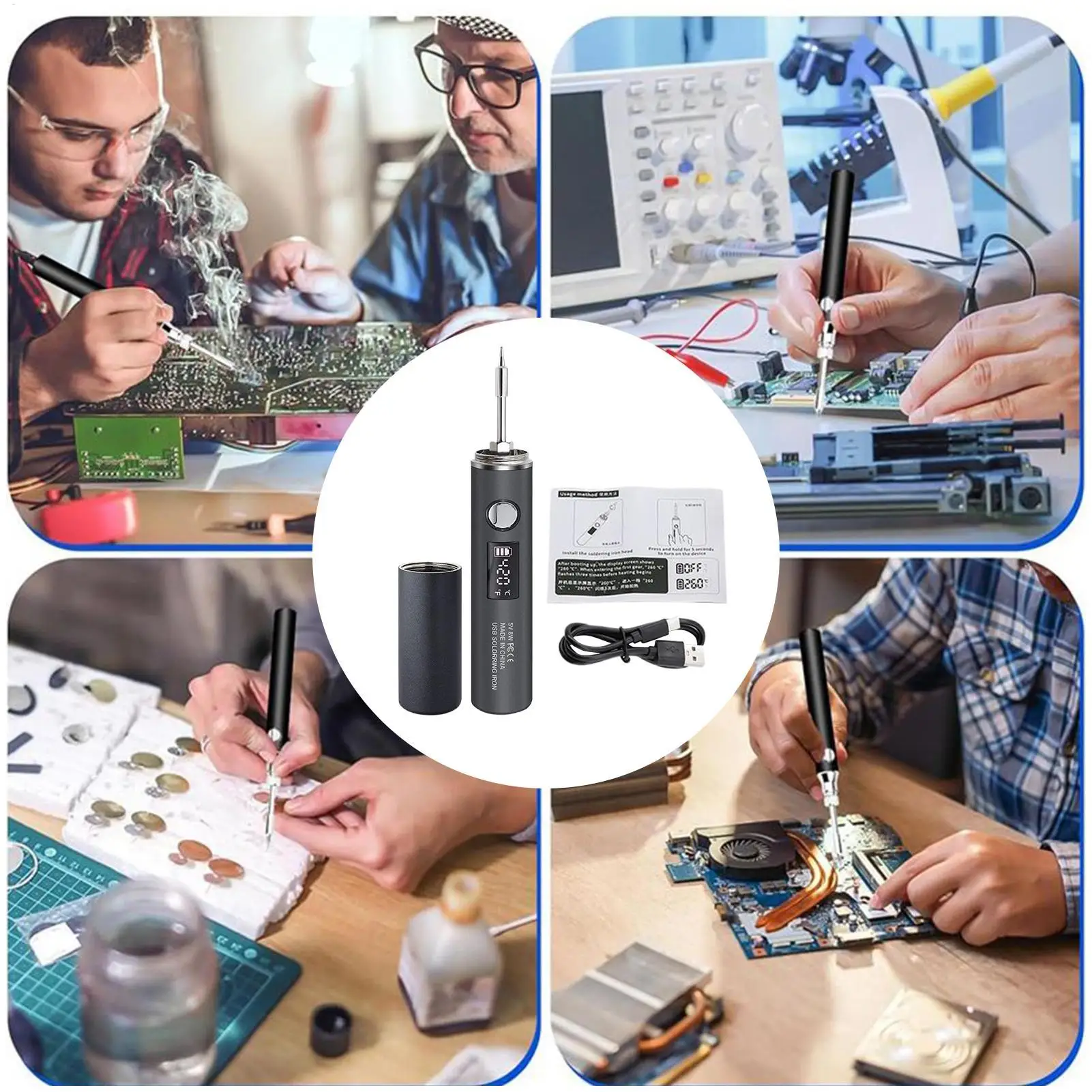 

Electronic Soldering Kit 5 Levels Control Welding Kit Digital Display Welding Tools With Light For Circuit Board Assembly