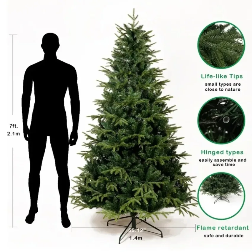 Artificial Christmas Tree PE+PVC Encryption LED Lights Large Christmas Tree 1.2m-1.8m Family Christmas New Year party Decoration