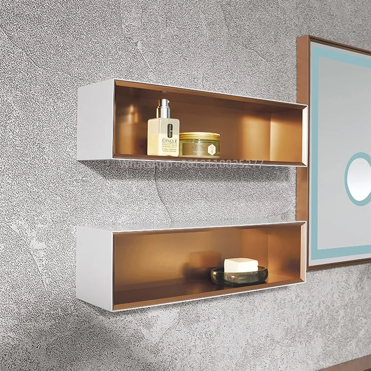 Tocador de baño laminado flotante personalizado, mueble moderno de fábrica con lavabo y espejo inteligente