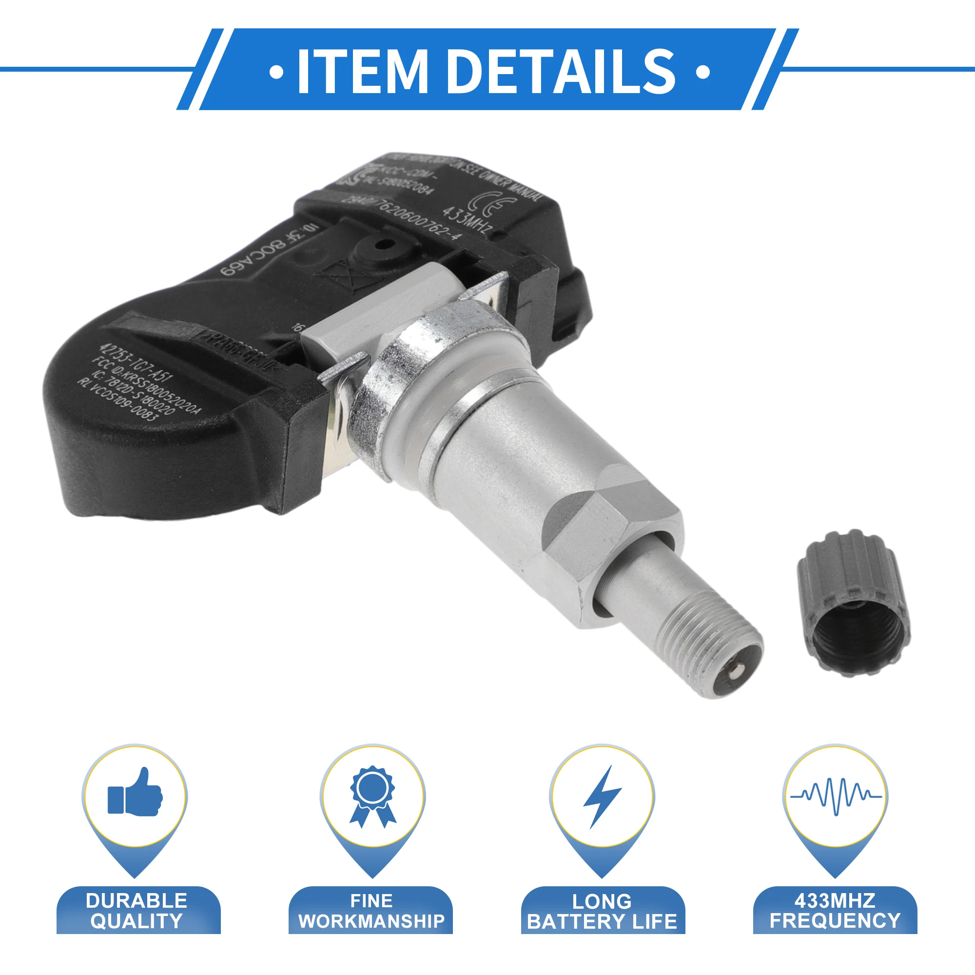 مستشعر ضغط الإطارات Motoforti مستشعر TPMS رقم 42753TG7A51 لهوندا بايلوت 2016-2017