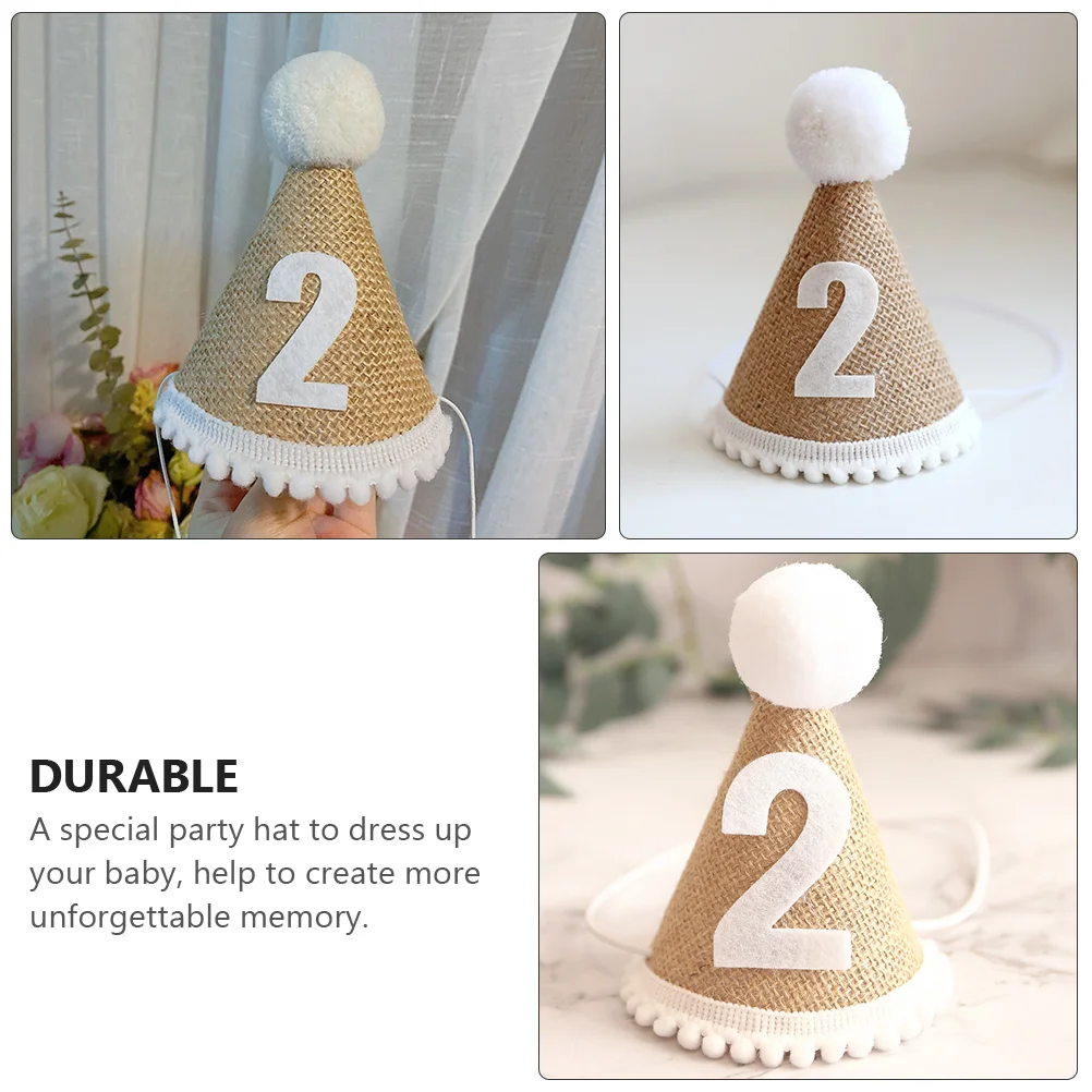 Birthday Party Hat Lids Kids Adorable Linen Hats Photo Prop Favor Baby Decorative Children Headwear