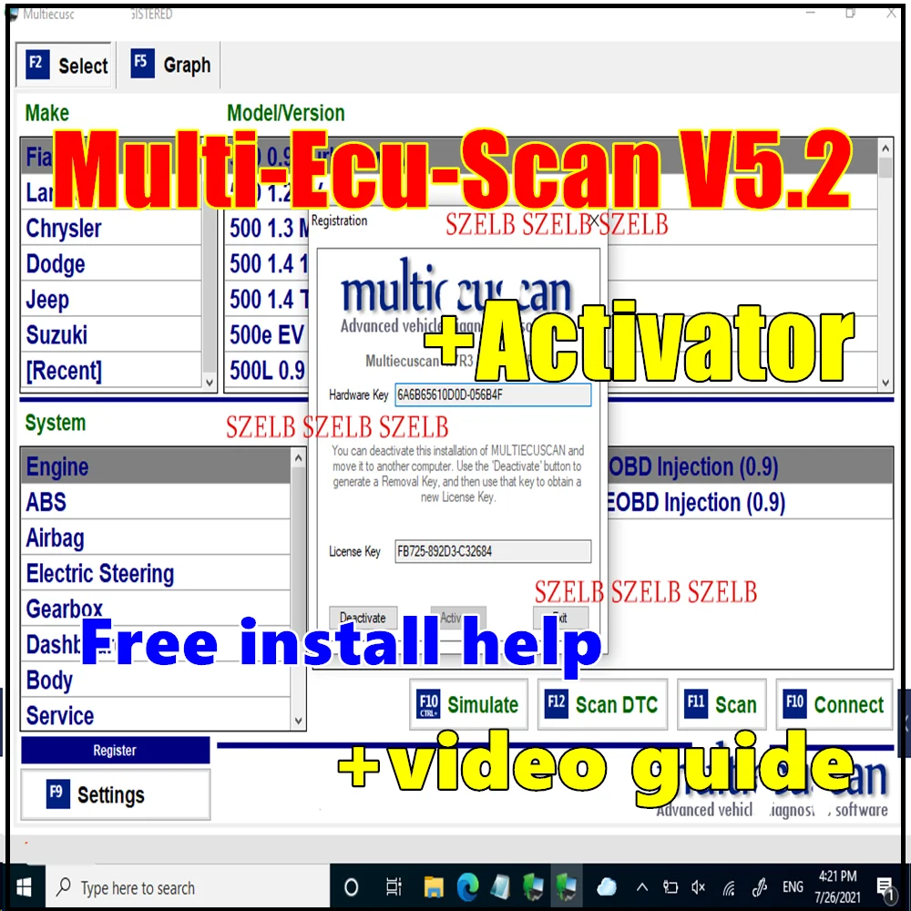 

2025 MultiEcuScan 5.2 Register / Multi-Ecu-Scan V4.8 with activator for Fi-at/Al-fa/Ro-meo Connector Car Diagnostic Software