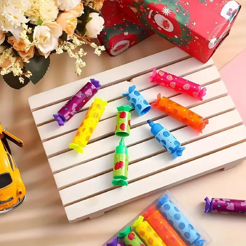 Mini Pastel Highlighter 6Pcs Candy Color, Cute Chisel Tip Marker Pen for Drawing Poster Diary, Gift Stationery for Kids Students