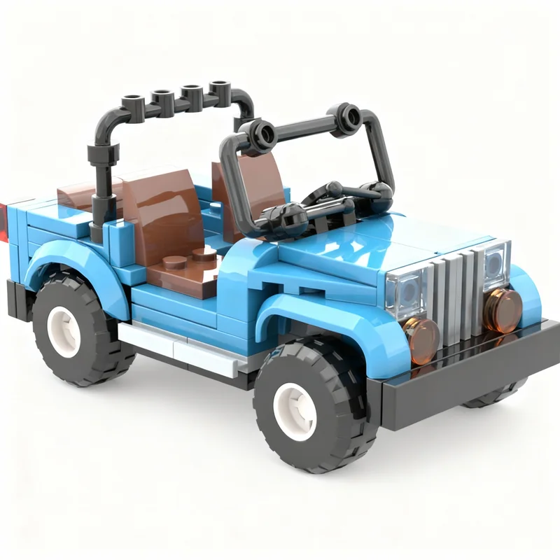 118pcs MOC Jeep Back To Futur City Street Display Building Blocks Construction Model Diy Pack Collectible Toy Gift For Makers
