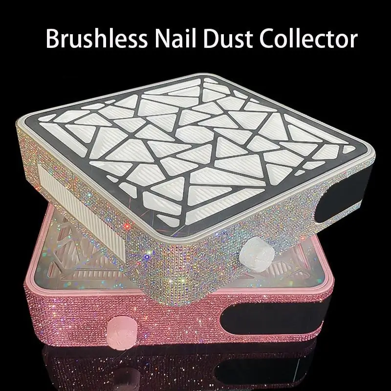 Nail Dust Collector with Rhinestones extractor de polvo para unas 48W Powerful Nail Dust Cleaner for Acrylic Gel Nail Polishing