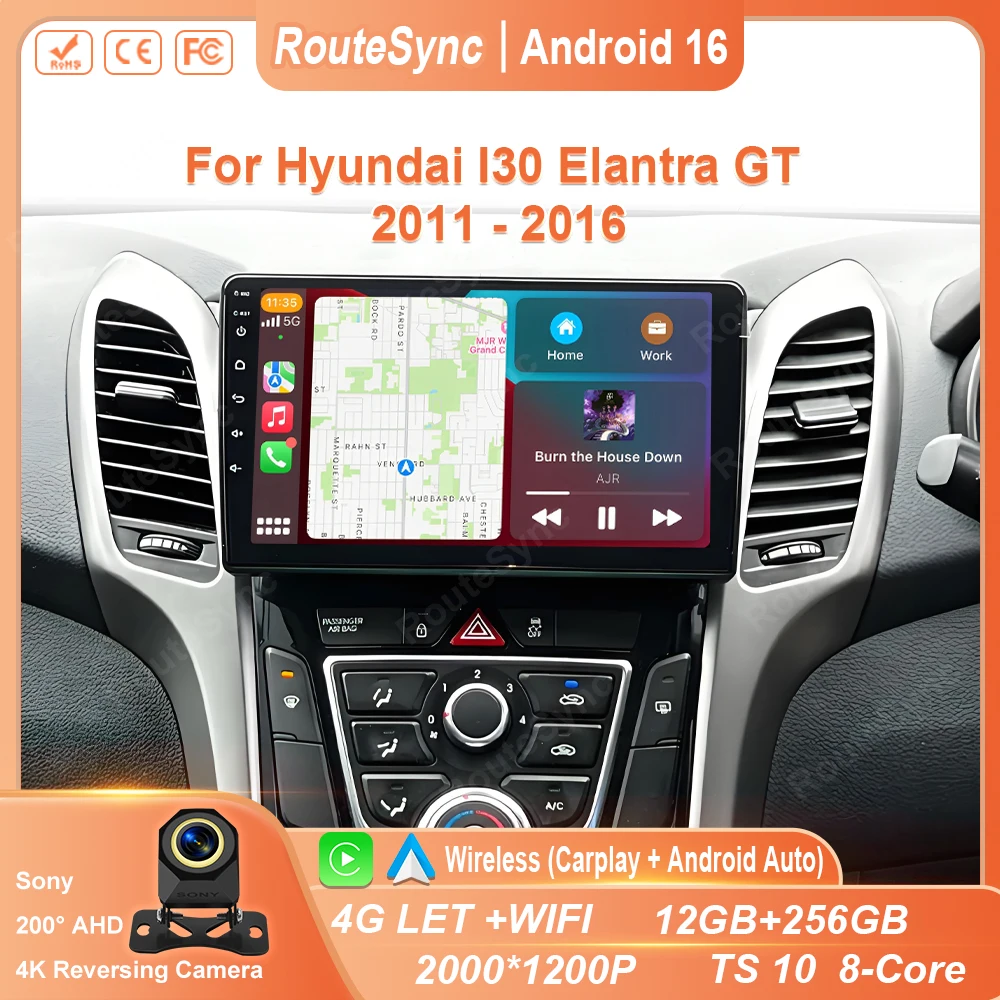 

Android 16 Carplay Auto WIFI+4G For Hyundai I30 Elantra GT 2011 - 2013 2014 2015 2016 Car Radio Multimedia Player Stereo GPS DSP