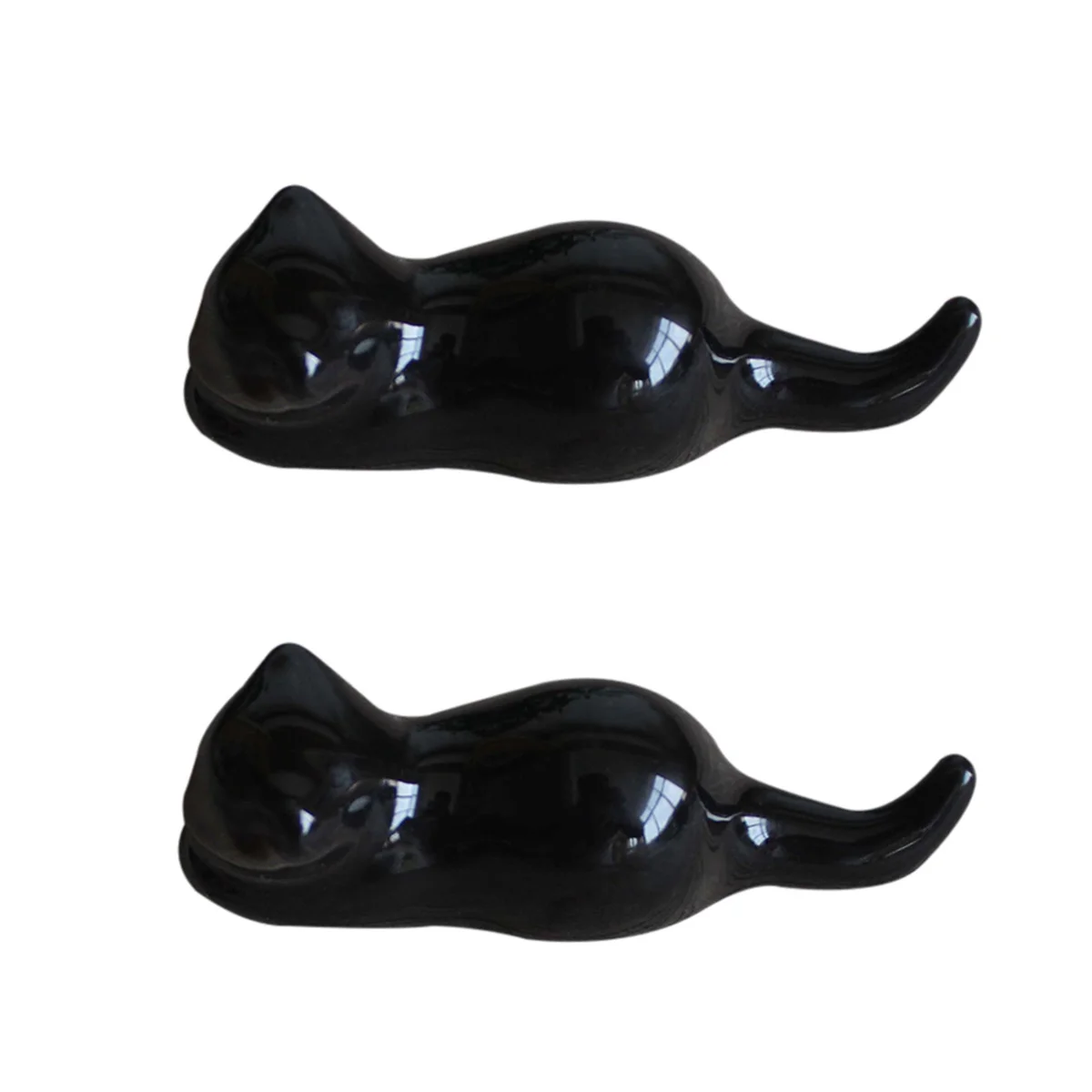 

2 Pcs Japanese Style Ceramic Chopsticks Holder Cat Design Chopsticks Stand Chopstick Rack Home Kitchen Art Craft - 9x5x2cm (Blac