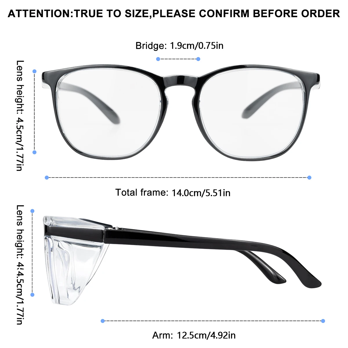 Blue-Light & UV Blocking Polycarbonate Safety Glasses Z87.1 Certified Scratch & Shatter-Proof with Top & Side Shield Model HM9