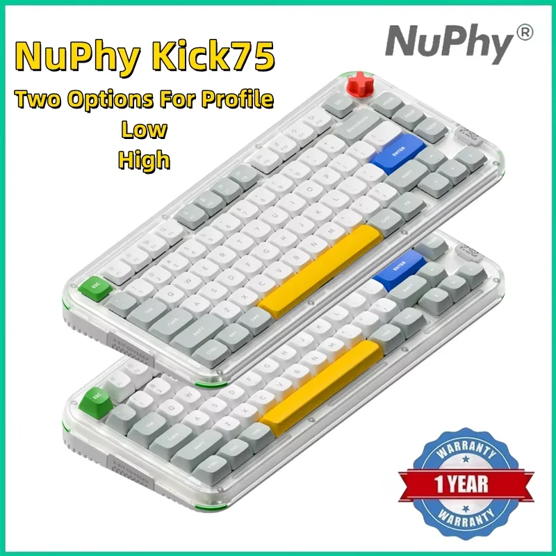 NuPhy Kick75 Hybrid-Profile Custom Mechanical Keyboard Wireless Bluetooth 2.4G RGB ANSI 75% Layout Hot-Swap Gasket