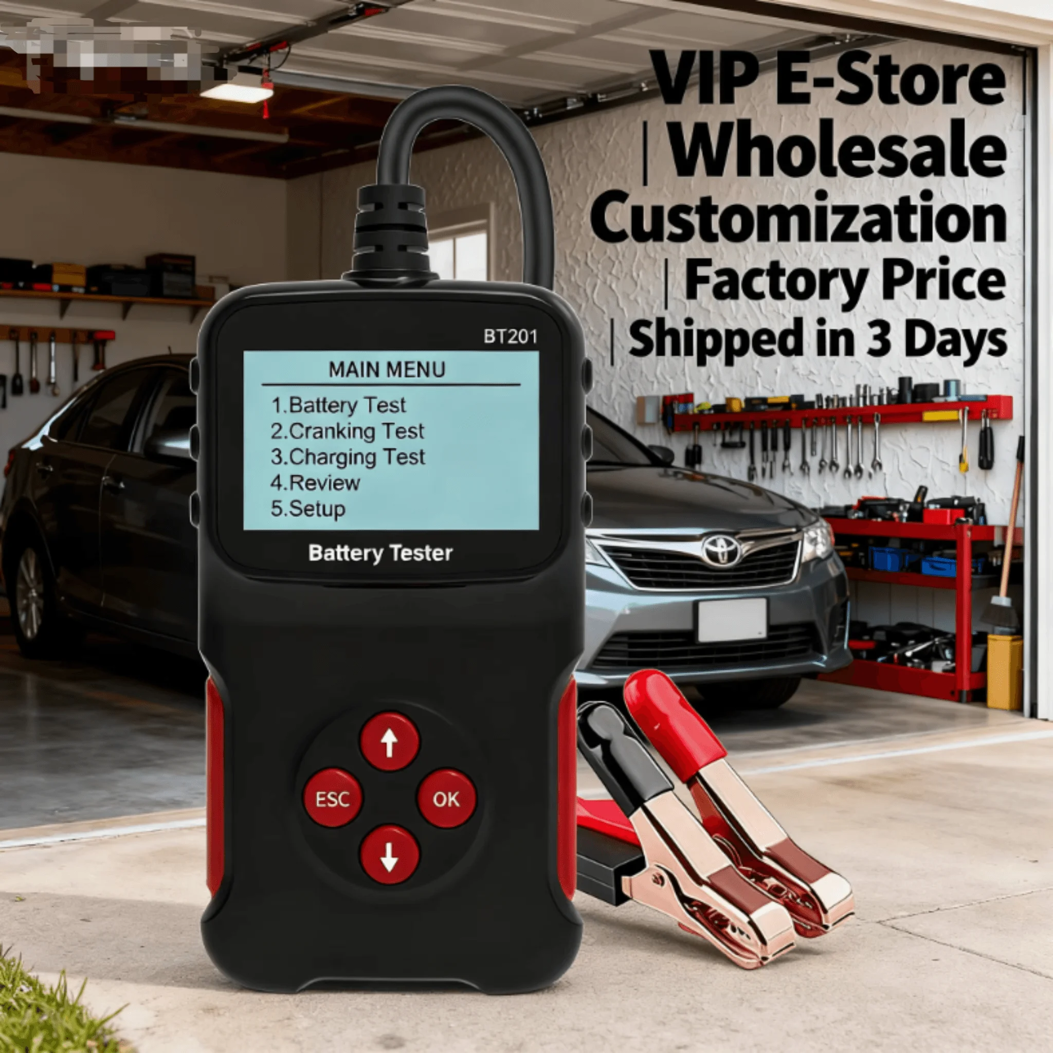 

BT201 Battery Tester Auto Car Scanner 12V Universal Battery Diagnosis Multi-Function Tester Diagnostic Tool Support 6 Languages