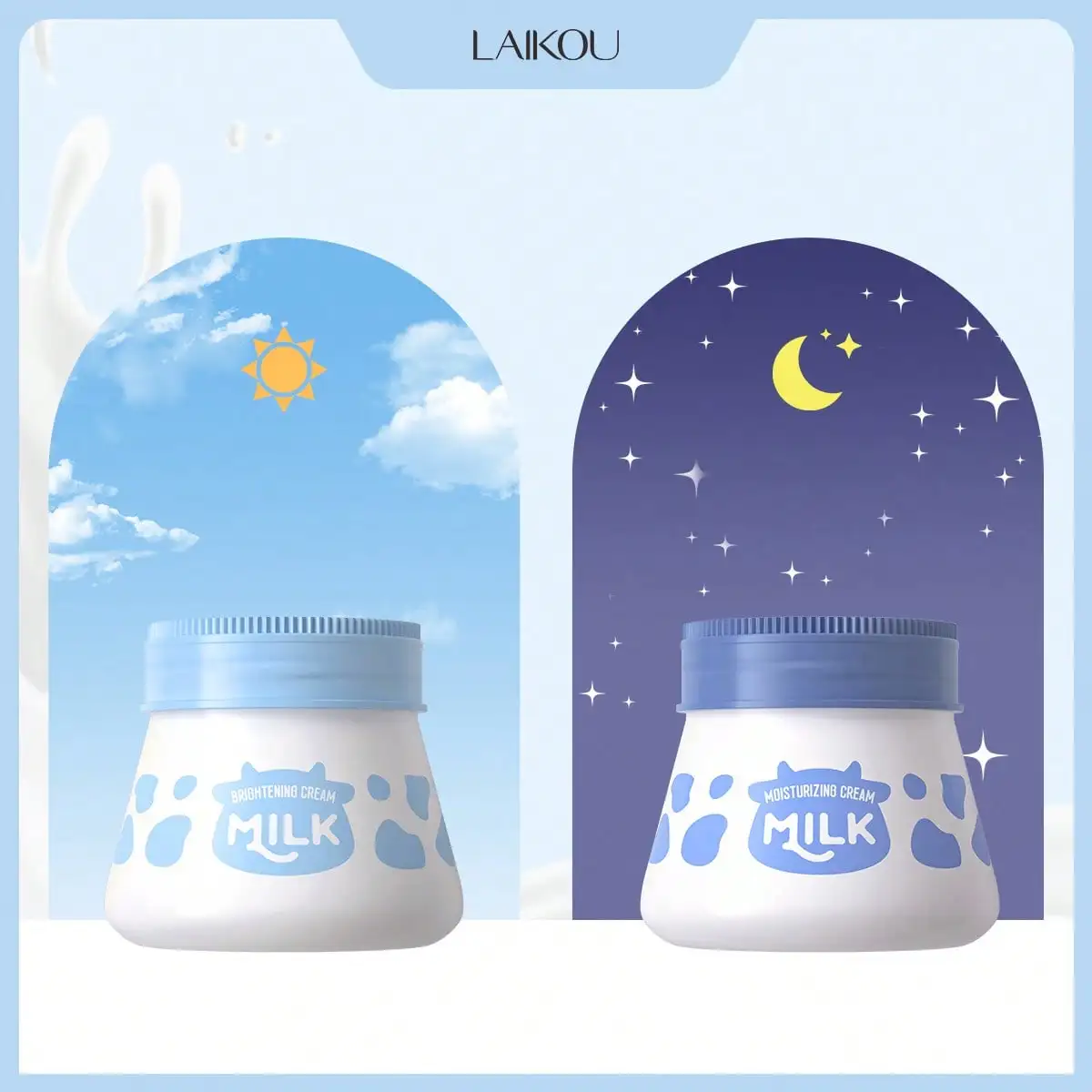 LAIKOU Milk Brightening Tone‑Up Face Cream 55g, Deeply Moisturizing Facial Lotion, Balance Skin Tone Instant Radiant Flawless