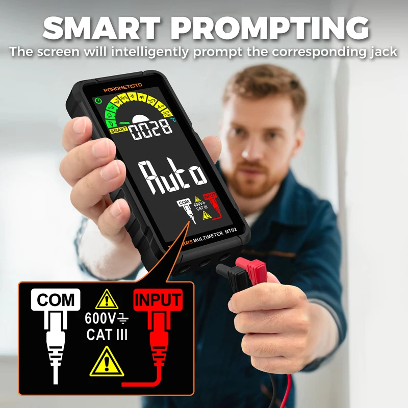 MT02 كامل اللون شاشة المتعدد المهنية 600 فولت التيار المتناوب/تيار مستمر الجهد الحالي متر ديود صحيح RMS مكثف درجة الحرارة المقاومة هرتز اختبار