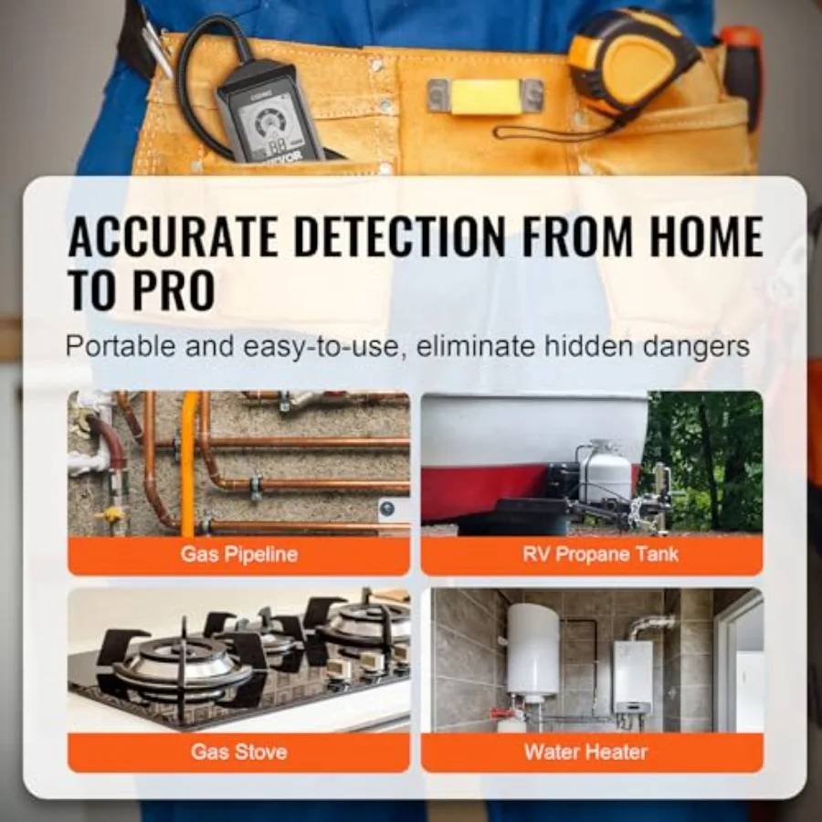 كاشف الغاز الطبيعي 5010 000 جزء في المليون كاشف تسرب الغاز مع 18.5 بوصة معقوفة كاشف الغاز القابل للاحتراق الشم مع رؤية مسموعة