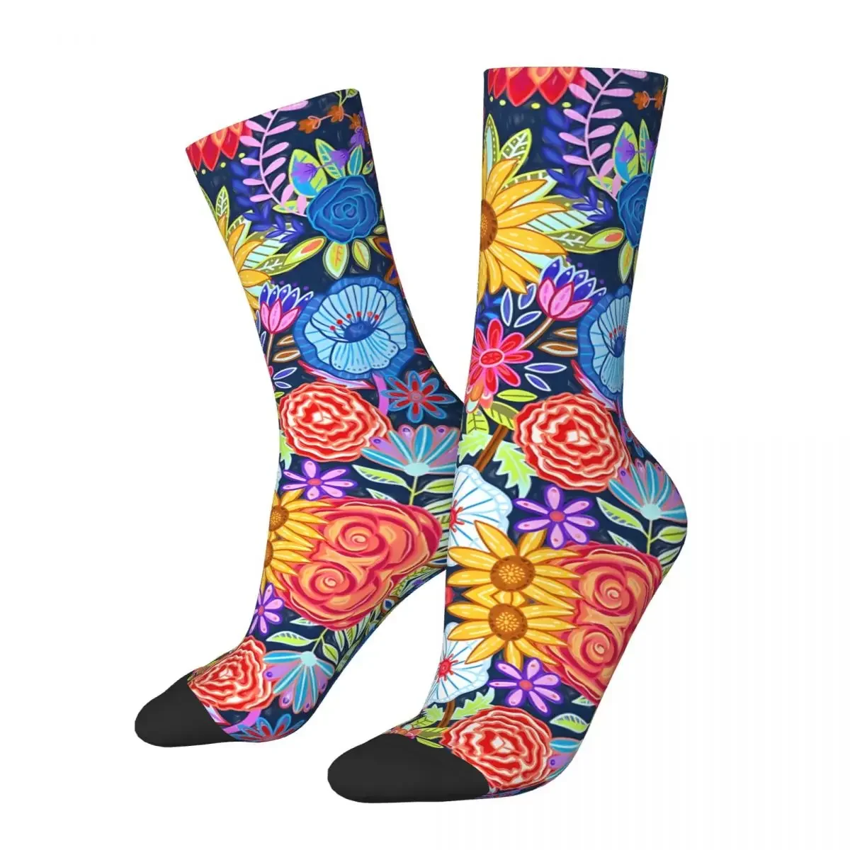 

Crazy compression Funky Festive Floral Sock for Men Vintage Seamless Pattern Crew Sock Novelty