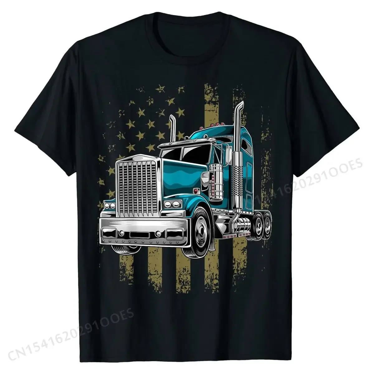 

Patriotic Truck Driver American Flag Shirt Trucker Gifts Men Cotton Tops Shirt Summer Casual Tshirts