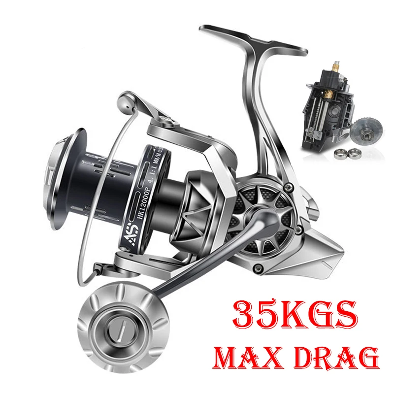 

8000-12000 35KG Max Drag Saltwater Fishing Reel Alloy Spool Steel Bearing Alloy Gear Metal Arm Sea Boat Fishing Spinning Reel