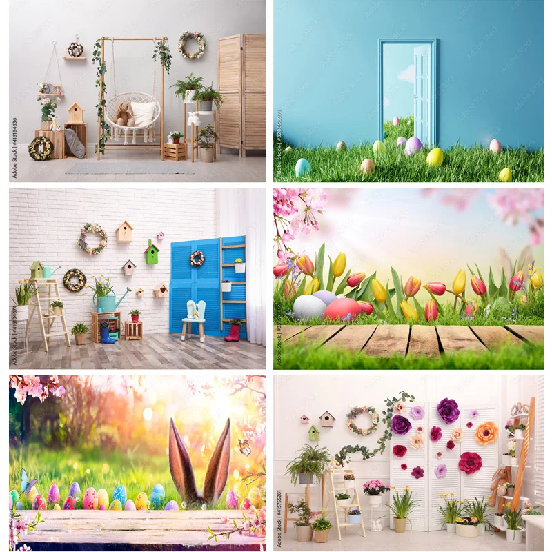 

SHUOZHIKE Easter Eggs Photography Backdrops Photo Studio Props Spring Flowers Child Baby Portrait Photo Backdrops 21126 FHJ-06