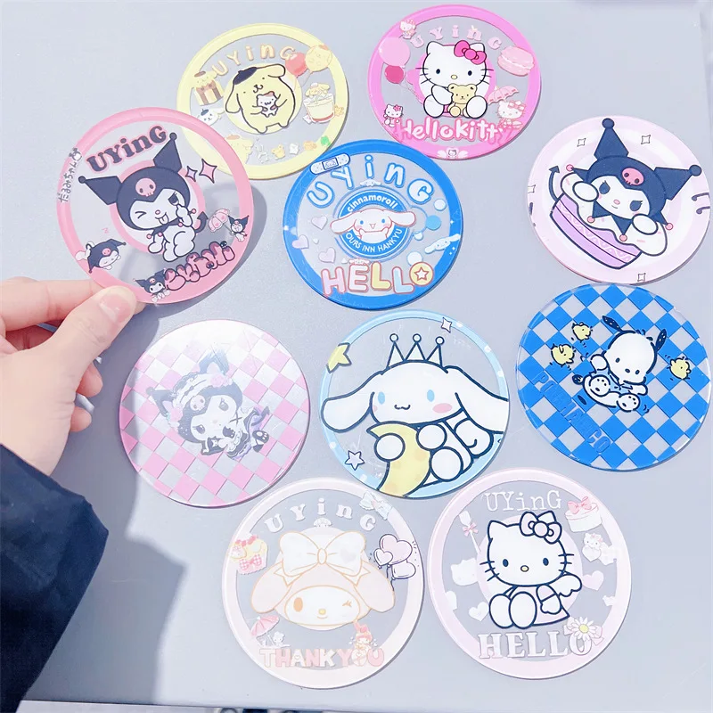 Sanrio Hello Kitty acrylic coaster cartoon Kuromi insulation pad double-sided sandwich animation peripheral 8cm disc ornaments