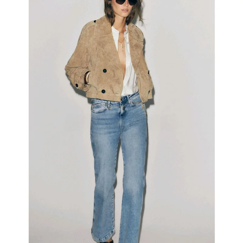 Automne nouveau femmes en cuir PU ort Jaet manteau Long Sve col rabattu coupe-vent Sle vêtements d'extérieur respirant Polyester