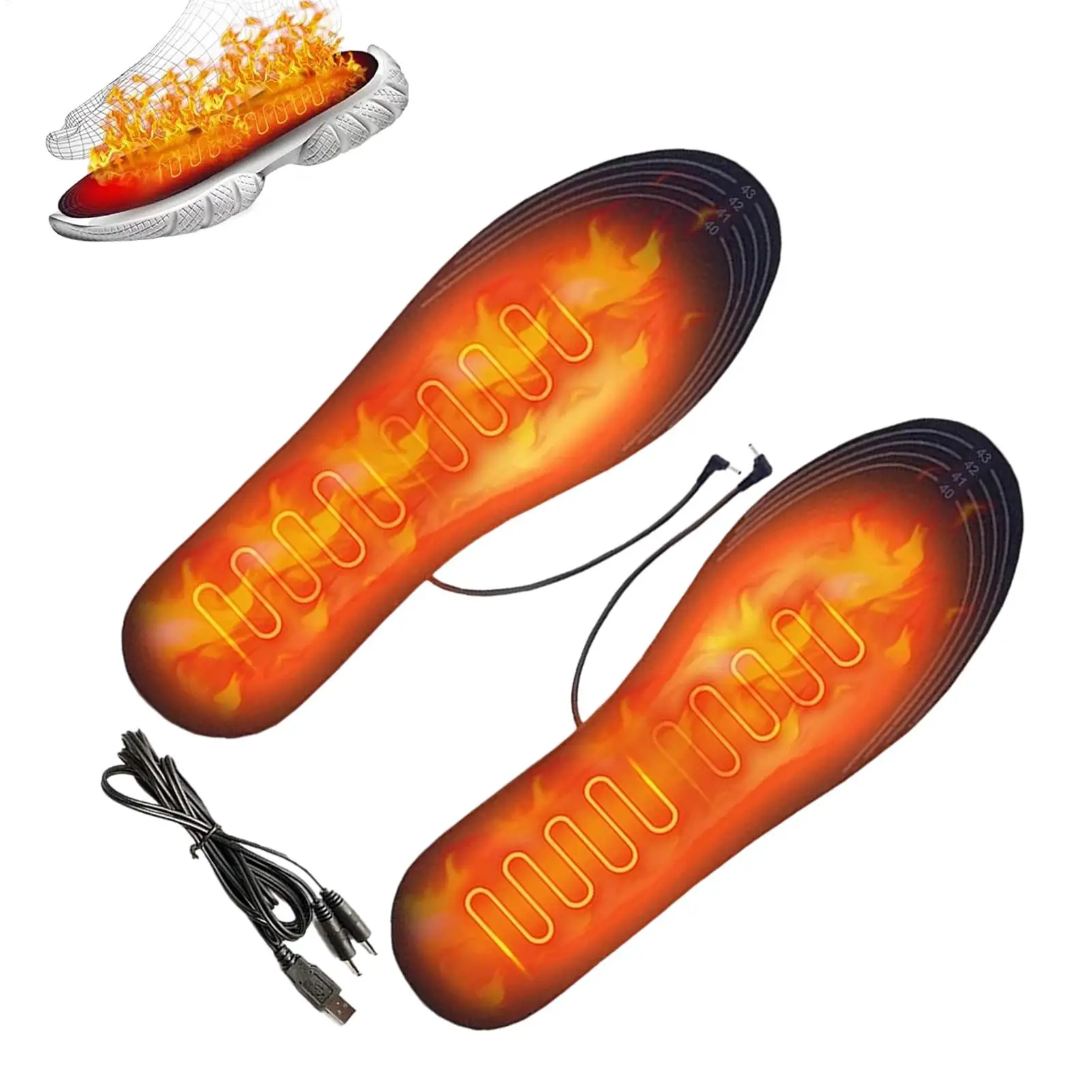 Beheizbare Stiefel-Einlegesohlen Wiederverwendbare USB-Betriebene Thermische Einlegesohlen Fußwärmer für Kaltes Wetter Herren Damen Outdoor Camping