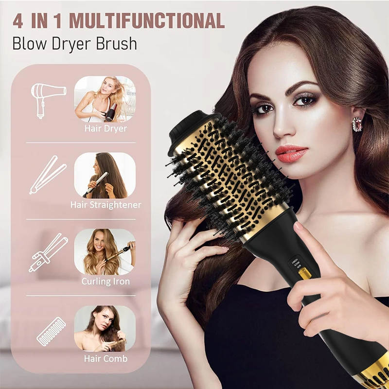 LISAPRO خطوة واحدة فرشاة الهواء الساخن و Volumizer زائد 2.0 مجفف الشعر و مصفف شعر جديد أسود ذهبي مموج الشعر فرشاة