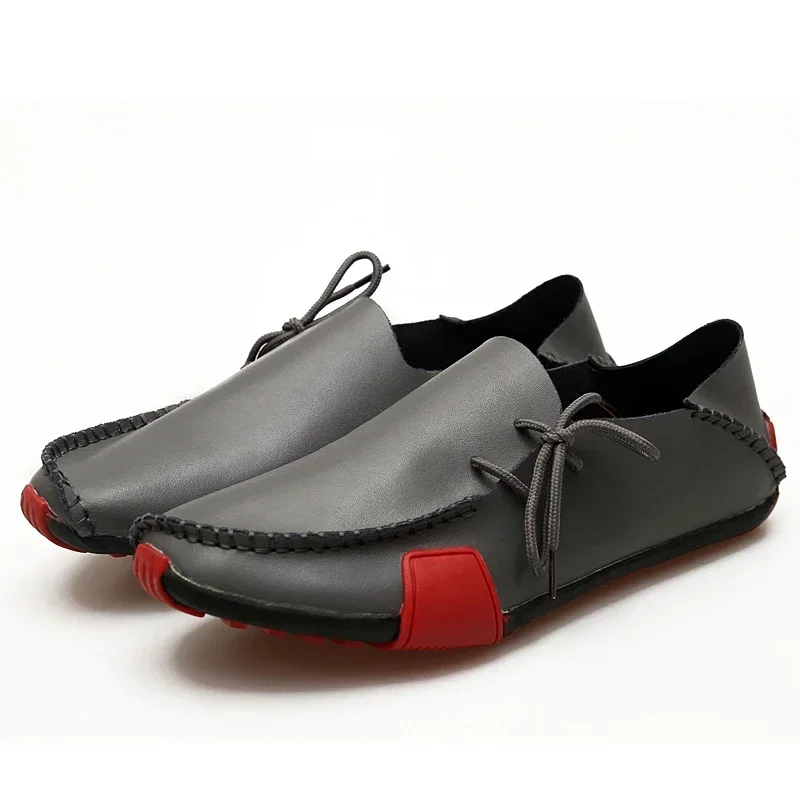 Sepatu Pria Kulit Kasual 2025 Pantofel Pria Lembut Italia Sepatu Mokasin Buatan Tangan Sepatu Slip On Bersirkulasi Zapatos Hombre