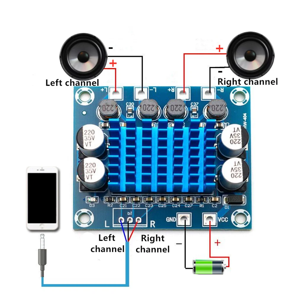 TPA3110 XH-A232 30W+30W 2.0 Channel Digital Stereo Audio Power Amplifier Board DC 8-26V 3A