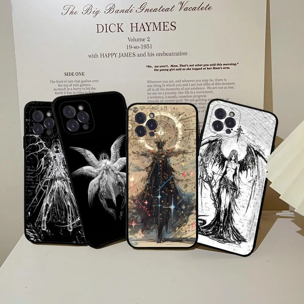 Gothic Girl Sculpture Retro Phone Case For iPhone 15 14 11 12 13 Mini Pro XS Max Cover 7 8 Plus X XR Funda Shell