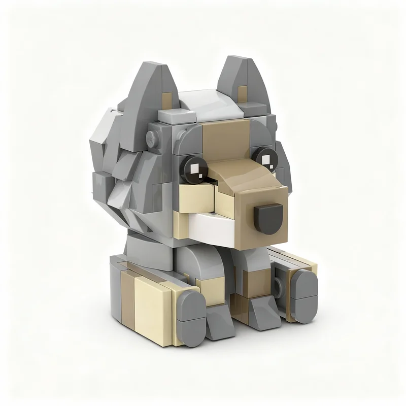 182pcs MOC BrickHeadz Grey Wolf Brickhead Model Building Blocks Architecture Christmas Gifts Toy Education Birthday DIY Creative