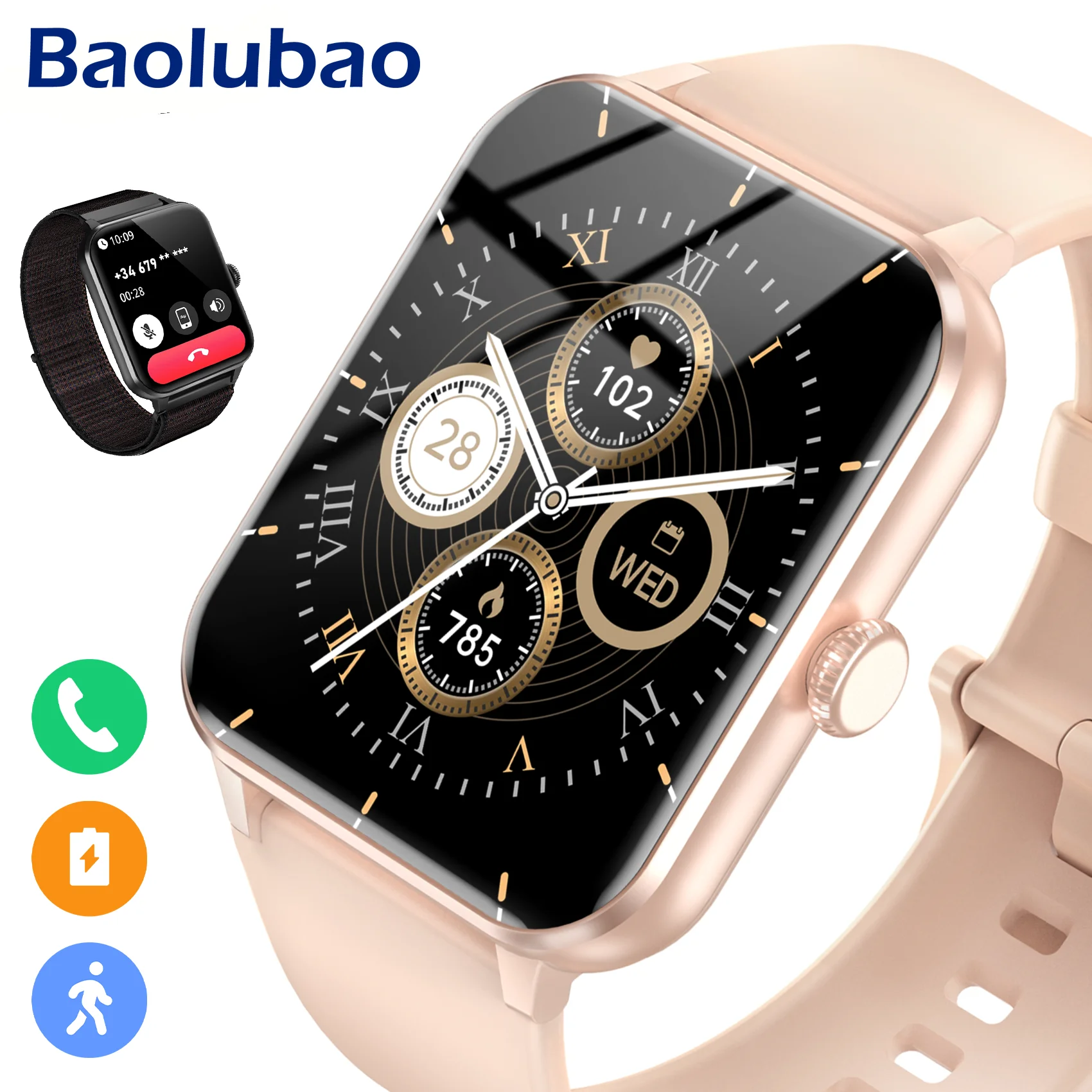 Baolubao Smart Watch  Answer/Make Calls, Built-in AI Voice, 1.85