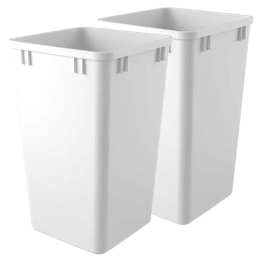 

27 qt Polymer Replacement Waste Container for Pullouts, Kitchen Cabinet Trash Can Recycle Bin, RV-1024-11-2, White 2-Pack